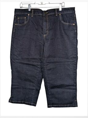 Woman Within Dark Blue Cropped Jeans 18W Capris